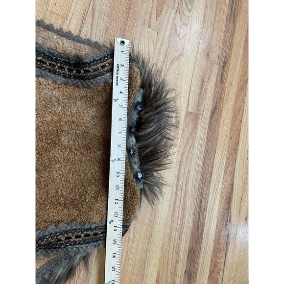 Boston Proper Women's Vest Faux Fur L Brown ASO Phoebe Buffay Friends Boho 90s - Picture 5 of 9
